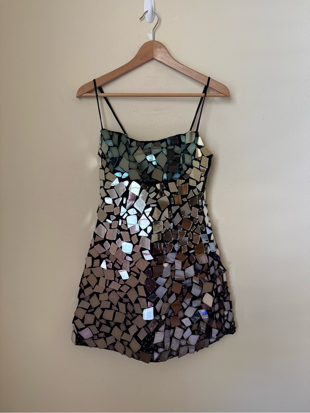Rachel Gilbert New Alexi Mirror Embellished Mini Dress Pink Multi Size 4